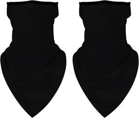 img 3 attached to 🧣 Washable 2 PCS Neck Gaiter Face Mask with Ear Loops for Men and Women - Bandana Neck Gator Scarf for Dust and Sun Protection