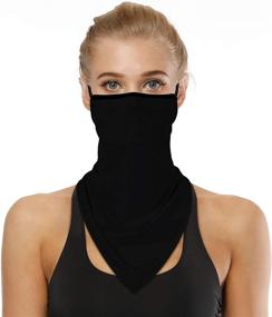 img 2 attached to 🧣 Washable 2 PCS Neck Gaiter Face Mask with Ear Loops for Men and Women - Bandana Neck Gator Scarf for Dust and Sun Protection