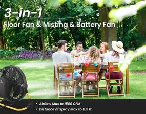 img 3 attached to 💨 Geek Aire Rechargeable Outdoor Misting Fan - Battery Operated, Portable High Velocity Metal Floor Fan with 15000mAh Detachable Battery & Misting Function - Perfect for Patio, Camping, and More - 12 inch