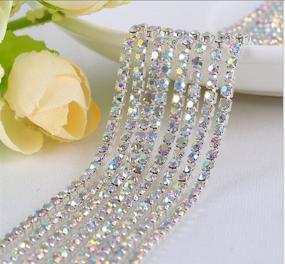 img 4 attached to 💎 Honbay 10 Yard Crystal Rhinestone Close Chain Trim Sewing Craft - 2.5mm Silver AB Color