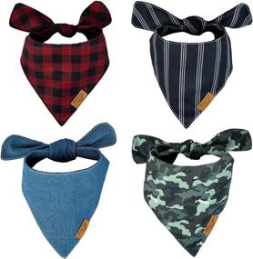 img 4 attached to 🐾 Remy+Roo Dog Bandanas - 4 Pack: Timeless Set for Unique Dogs of All Sizes