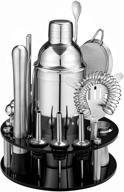 premium 18-piece cocktail shaker set with rotating stand - ideal gifts for men, dad, and grandpa - high-quality stainless steel bartender kit with bar tools - perfect for home, bars, parties, and traveling (silver) logo