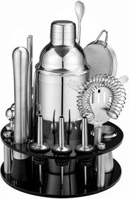 img 4 attached to Premium 18-Piece Cocktail Shaker Set with Rotating Stand - Ideal Gifts for Men, Dad, and Grandpa - High-Quality Stainless Steel Bartender Kit with Bar Tools - Perfect for Home, Bars, Parties, and Traveling (Silver)