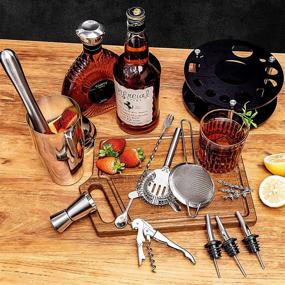 img 2 attached to Premium 18-Piece Cocktail Shaker Set with Rotating Stand - Ideal Gifts for Men, Dad, and Grandpa - High-Quality Stainless Steel Bartender Kit with Bar Tools - Perfect for Home, Bars, Parties, and Traveling (Silver)