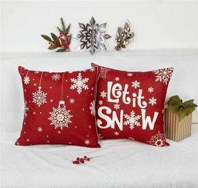 img 1 attached to Ouddy Christmas Pillow Cases - Winter Xmas Holiday Farmhouse Outdoor Snowflake Red Pillow Covers 18x18 Set of 4, Indoor Christmas Decorations - Throw Pillows for Home Couch Sofa Bed