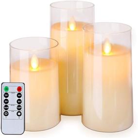 img 4 attached to 🕯️ Homemory Flickering Flameless Candles: Ivory White Set of 3 with Remote Control and Timer