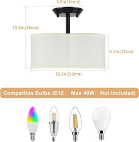 img 1 attached to Eyassi 4-Light Linen Semi Flush Mount Ceiling Lights - Industrial Black Farmhouse Close to Ceiling Lighting Fixtures for Kitchen Island Living Room Bedroom Hallway Laundry Entryway