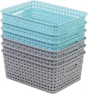 annkkyus 6 pack plastic storage grey blue logo