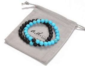 img 1 attached to AD Beads His and Hers Distance Bracelet Set - Elastic Natural Stone Yoga Bracelets (2pcs)