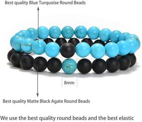 img 3 attached to AD Beads His and Hers Distance Bracelet Set - Elastic Natural Stone Yoga Bracelets (2pcs)