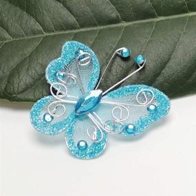 img 2 attached to 🦋 Chenkou Craft Blue Organza Wired Butterfly Wedding Decorations Set of 26