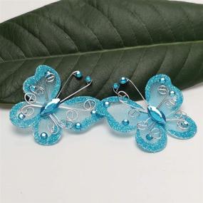 img 1 attached to 🦋 Chenkou Craft Blue Organza Wired Butterfly Wedding Decorations Set of 26