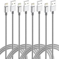 🔌 idison 4pack lightning cable braided nylon fast charger - mfi certified, compatible with iphone x xr xs max 8 plus 7 6s 5s 5c air ipad mini ipod (gray white) logo