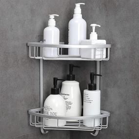 img 3 attached to 🛁 Convenient and Durable TRUSTLIFE Corner Shower Caddy: Wall Mounted Aluminum Storage Rack for Bathroom, Toilet, Kitchen and Dorm - 2 Tier Silver Design