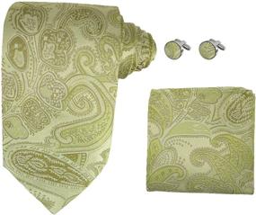 img 4 attached to Y&G Men's Paisley Silk Tie Set with Cufflinks and Hanky - Multicolor Fashion for Men