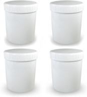 🔒 bpa-free 32 oz. (1 liter) wide mouth hdpe plastic jars with screw top lid (set of 4) - ideal for hot/cold items, food, ice cream, salad, liquid - versatile & multi-purpose logo