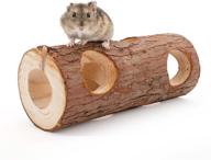 🌳 niteangel natural wooden hamster mouse tunnel tube toy: explore the forest through a hollow tree trunk logo