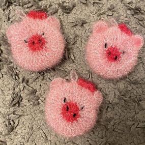 img 3 attached to 🐷 Boara Love Dish Scrubby 3 Pack - Reusable Cloth Sponge for Dish Washing (Pink Pig)