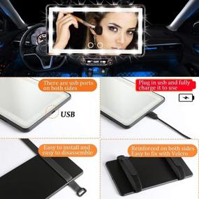 img 3 attached to 🚘 White Car Sun Visor Mirror with LED Lights - Touch Screen Cosmetic Makeup Mirror for Automobiles, USB Power Detachable, 3 Light Modes