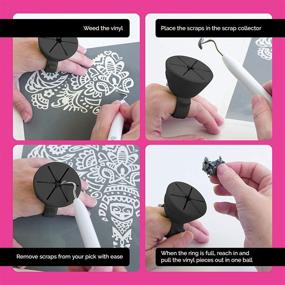 img 2 attached to 🖐️ tweexy Craft Vinyl Weeding Scrap Collector Ring for HTV & Adhesive Paper Sheets - Heat Transfer Vinyl Crafting Holder (Midnight)
