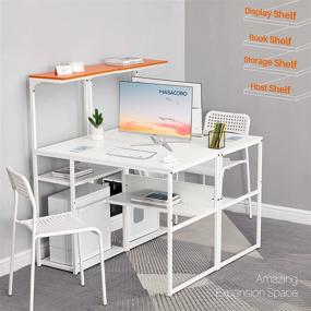 img 1 attached to MASACORO 40-inch Home Office Desk with Adjustable 4-Tier Storage Shelves - Sturdy Modern Laptop PC Table for Study, Gaming, and Writing