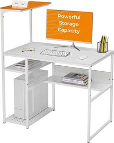 img 3 attached to MASACORO 40-inch Home Office Desk with Adjustable 4-Tier Storage Shelves - Sturdy Modern Laptop PC Table for Study, Gaming, and Writing