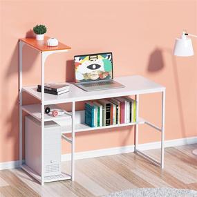 img 4 attached to MASACORO 40-inch Home Office Desk with Adjustable 4-Tier Storage Shelves - Sturdy Modern Laptop PC Table for Study, Gaming, and Writing