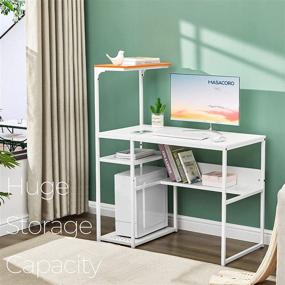 img 2 attached to MASACORO 40-inch Home Office Desk with Adjustable 4-Tier Storage Shelves - Sturdy Modern Laptop PC Table for Study, Gaming, and Writing