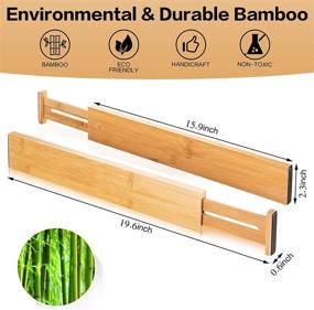 img 1 attached to 🎍 Bamboo Drawer Dividers Set of 4 – Versatile Kitchen Organizer – Adjustable & Non-Slip Design – Eco-Friendly & Handcrafted – Ideal for Utensils, Clothes, Tools