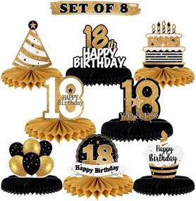 img 4 attached to 🎉 LINGTEER Happy 18th Birthday Table Honeycomb Centerpieces: Vibrant Cheers to 18th Birthday Eighteen Years Old Party Table Decorations & Gift Sign