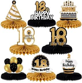 img 3 attached to 🎉 LINGTEER Happy 18th Birthday Table Honeycomb Centerpieces: Vibrant Cheers to 18th Birthday Eighteen Years Old Party Table Decorations & Gift Sign