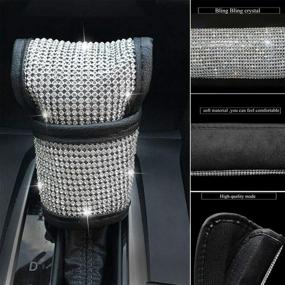 img 1 attached to 💎 Crystal Bling Bling Auto Shift Gear Cover - Leather Gear Shift Knob Cover with Glitter Rhinestones for Ladies & Girls - Universal Fit (White)