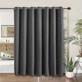 img 4 attached to 🔒 WONTEX Blackout Room Divider Curtain - Privacy Partition for Bedroom, Living Room and Office, Thermal Insulated Grommet Curtain Panel for Sliding Door, 8.3ft Wide x 7ft Long, Grey