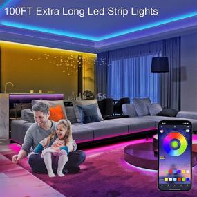 img 3 attached to 🌈 100ft RGB Led Strip Lights with App Control, Mewuvn Music Sync Color Changing Led Lights for Bedroom, Party, Home Decoration - (3 Rolls of 33.3ft) 5050 SMD Led Light Strips