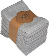 🌿 lito linen and towel dish towels, 6-pack of 130 thread count ring spun cotton pique weave, large 18"x28" kitchen dish towels, kitchen towel, hand towels, tea towels in grey логотип