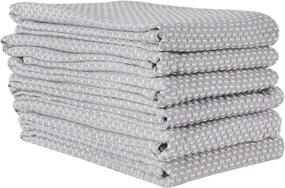 img 2 attached to 🌿 Lito Linen and Towel Dish Towels, 6-Pack of 130 Thread Count Ring Spun Cotton Pique Weave, Large 18"x28" Kitchen Dish Towels, Kitchen Towel, Hand Towels, Tea Towels in Grey