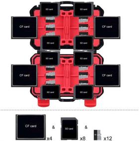 img 3 attached to 📸 LYNCA Memory Card Case Holder - Water-Resistant Anti-Shock Compact Camera Card Storage Box for 8 SD Cards, 4 CF Cards, and 12 TF (Micro SD) Cards - Professional Memory Card Hard Protector Case