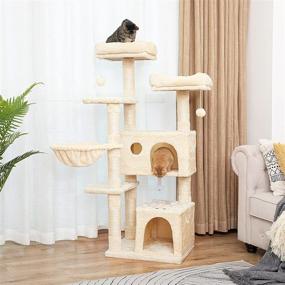 img 3 attached to HOOBRO Multi-Level Cat Tree Stand House with 2 Plush Condos, Sisal Scratching Posts, Hammock, Basket for Large Cats – Stable Cat Pet Play House 05MCT03