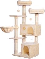 hoobro multi-level cat tree stand house with 2 plush condos, sisal scratching posts, hammock, basket for large cats – stable cat pet play house 05mct03 logo