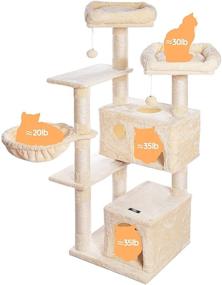 img 1 attached to HOOBRO Multi-Level Cat Tree Stand House with 2 Plush Condos, Sisal Scratching Posts, Hammock, Basket for Large Cats – Stable Cat Pet Play House 05MCT03