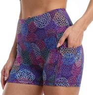 high waist yoga workout shorts for women with side pockets - running, biking, gym print shorts by amazon essentials логотип