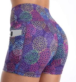 img 3 attached to High Waist Yoga Workout Shorts for Women with Side Pockets - Running, Biking, Gym Print Shorts by Amazon Essentials