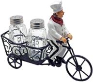 🚲 bicycle riding french chef salt and pepper shakers set - 1x logo