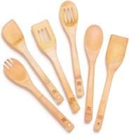 6-piece bamboo utensil set – premium quality wooden spoons for cooking, nonstick kitchen utensil set – ideal housewarming gifts and apartment essentials – riveira wooden utensils for everyday use logo