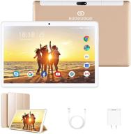 📱 high-performance 10.1 inch android 9.0 quad-core tablet: wifi, 8000mah battery, 3gb ram, 64gb storage, dual cameras, bluetooth, gps, fm (gold) logo