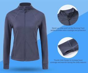 img 1 attached to Yuyangdpb Women's Lightweight Full Zip-up Tight Workout Running Track Jacket with Long Sleeves