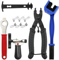 bike chain tool kit with bike link plier, chain breaker splitter, chain wear indicator and checker - ultimate road and mountain bike chain repair tools for all models logo