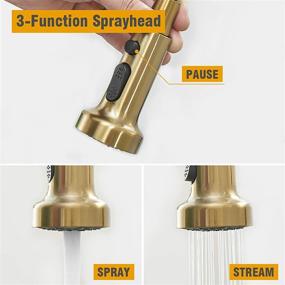 img 1 attached to 🚰 BESy Brushed Gold Commercial Kitchen Faucet: High-Arc Single Handle with Pull Down Sprayer and 3 Function Laundry Faucet