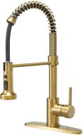 🚰 besy brushed gold commercial kitchen faucet: high-arc single handle with pull down sprayer and 3 function laundry faucet логотип