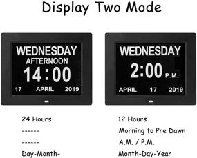 img 2 attached to 🗓️ Digital Day Calendar Clock with Remote Control, 12 Alarms, Auto-Dim Options, Non-Abbreviated Day & Month Display, Ideal for Dementia, Alzheimer, Vision Impairment & Memory Loss, for Desk or Wall